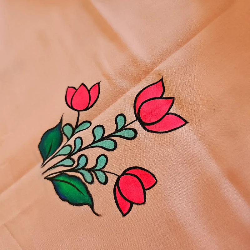 Hand-painted Glazed cotton Kurti in Peach