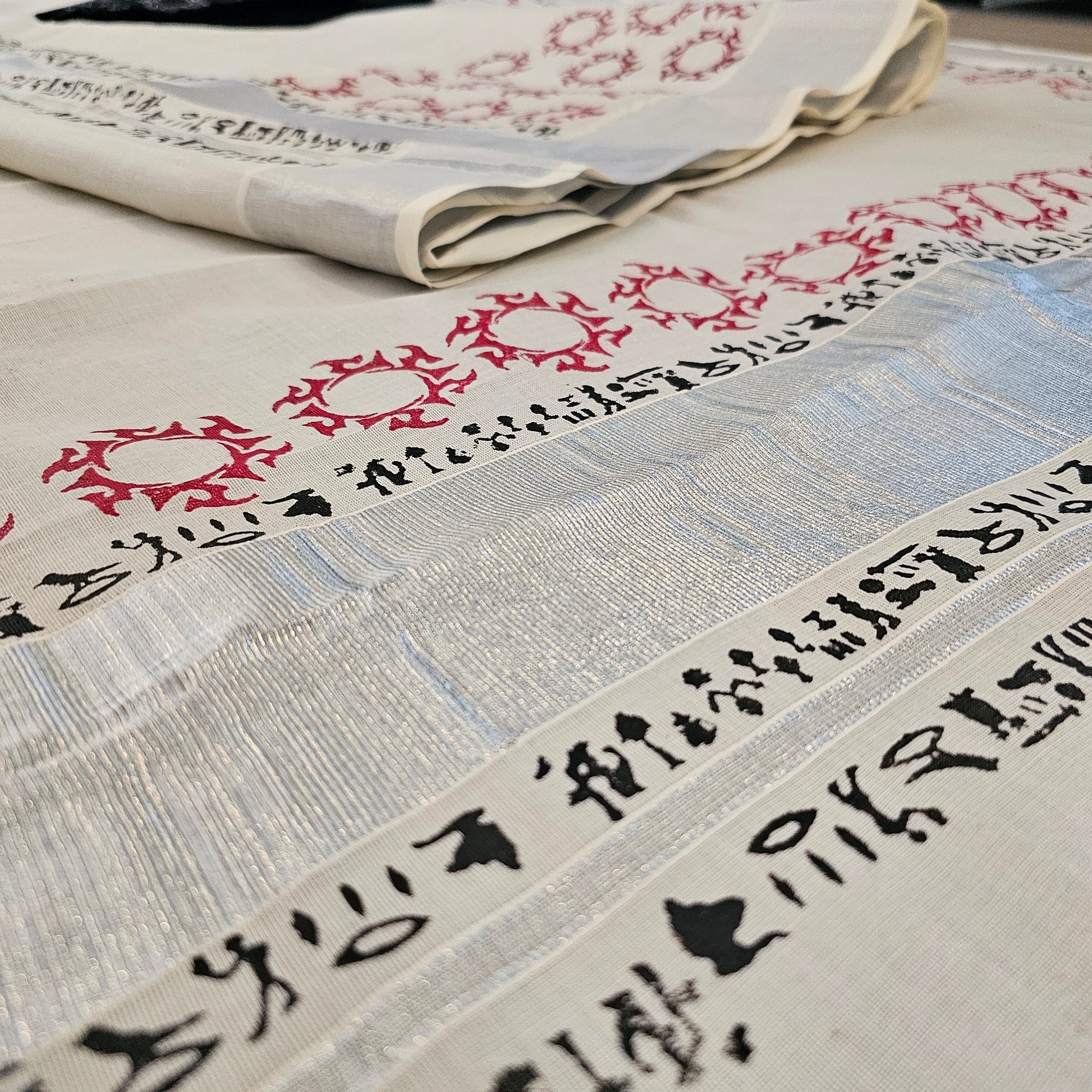 Hand block printed Silver