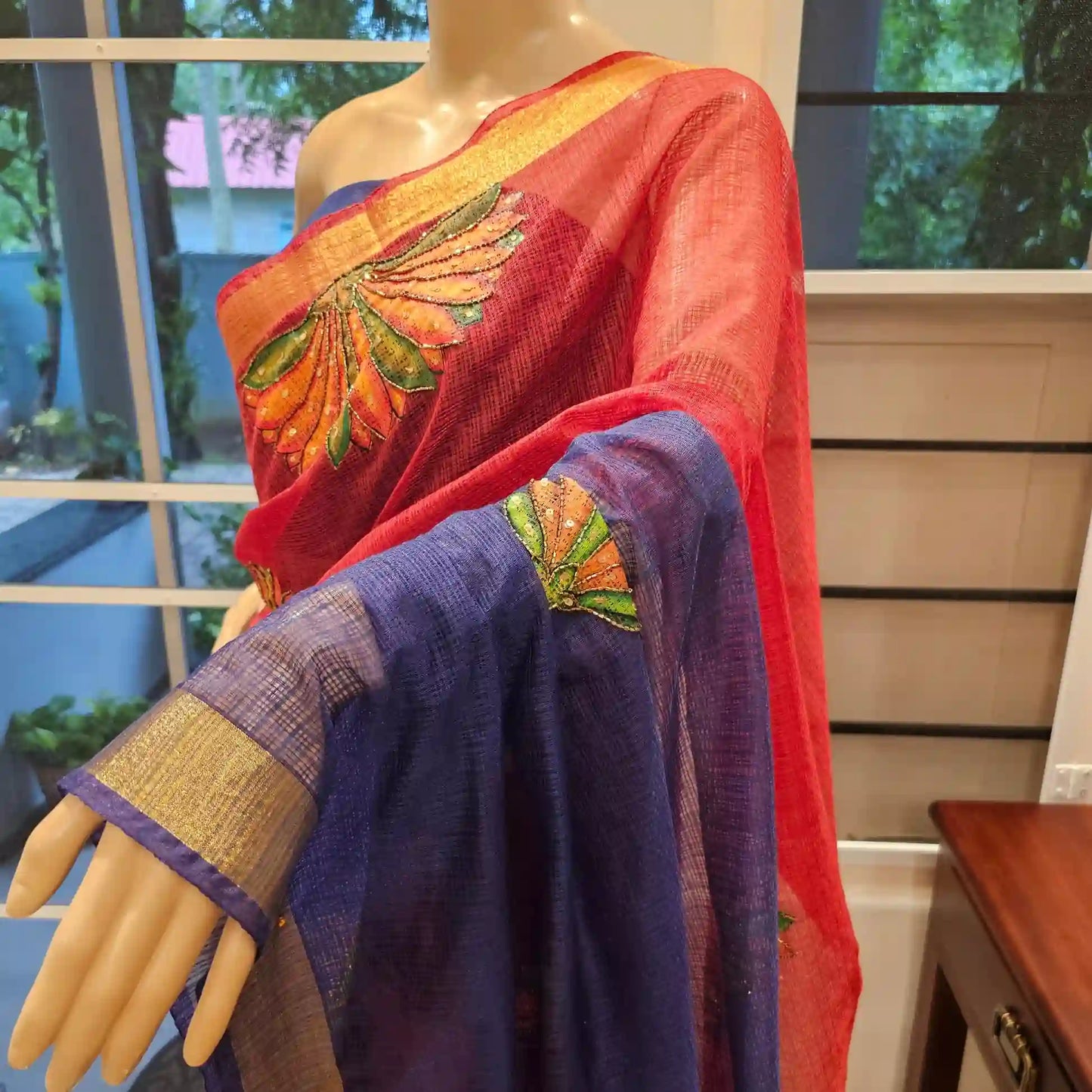 Vibrant Hand-Painted Kota Doria Saree