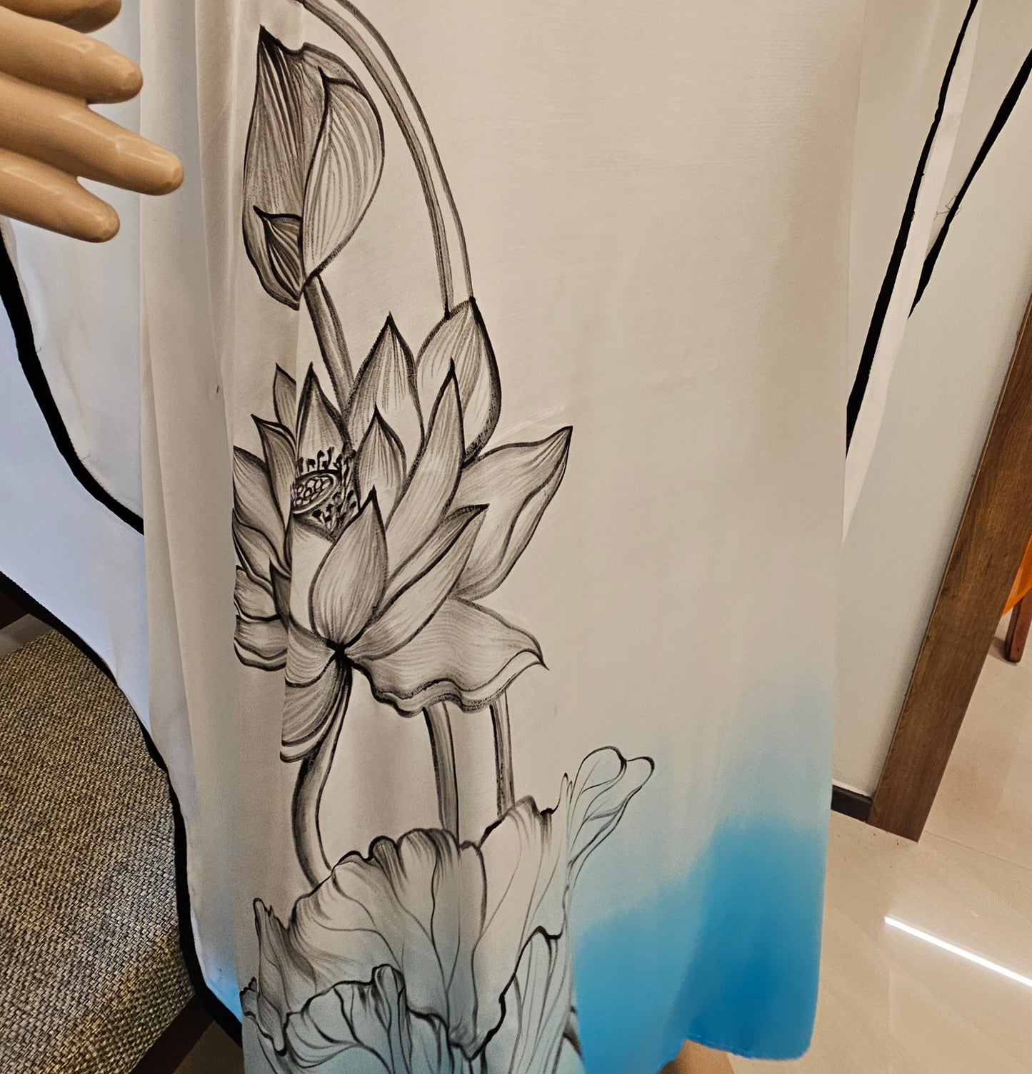 Ombre Style Hand-Painted And Hand Dyed Semi Stitched Modal Silk Kaftan