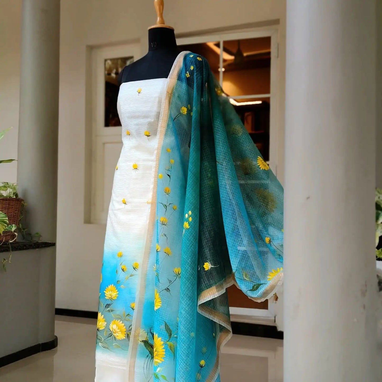 Elegant Floral Story in Kota Doria