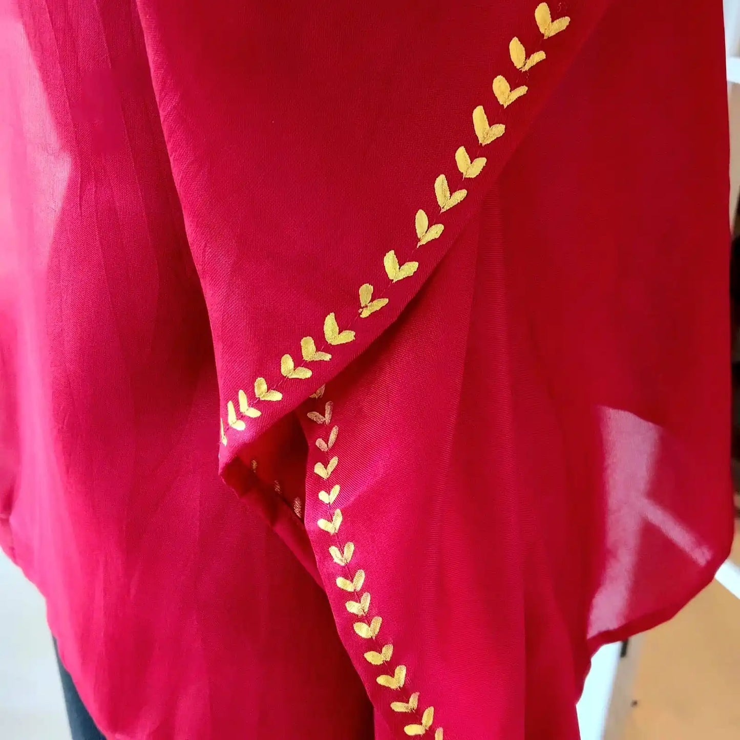 Artfully Hand-Painted Uppada Silk Short Kaftan