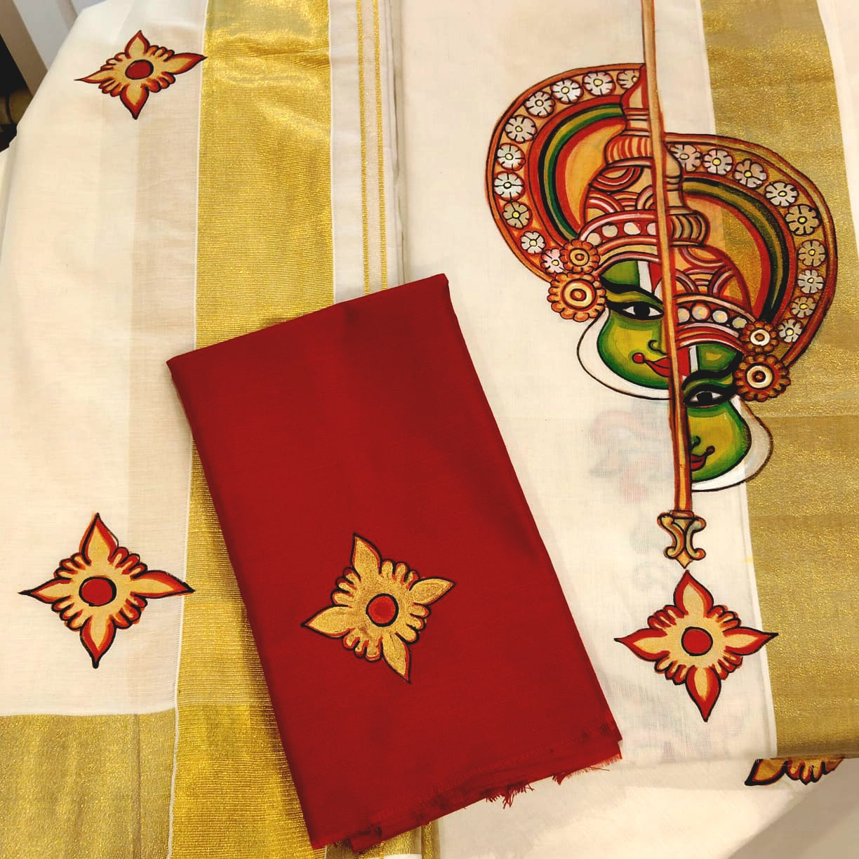 Traditional Kerala Set Mundu And Men's Double – perfect for festivities or gifting!