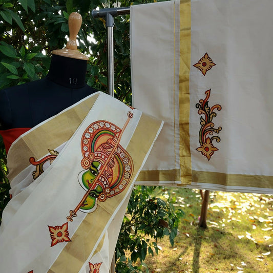 Traditional Kerala Set Mundu And Men's Double – perfect for festivities or gifting!