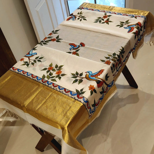 Artisanal Folk-Inspired Hand-Painted Dupatta on Luxurious Chanderi Silk