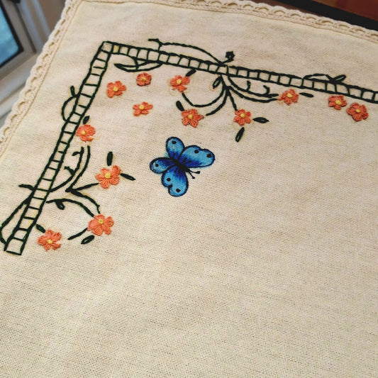 Hand-Painted And Hand- Embroidered Table Runner