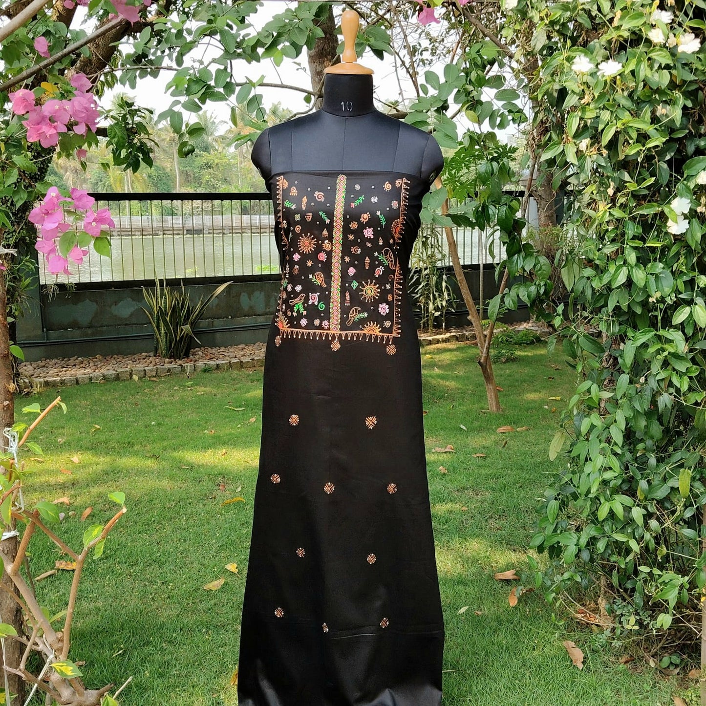 Artisanal Hand-Painted Black Cotton Kurti
