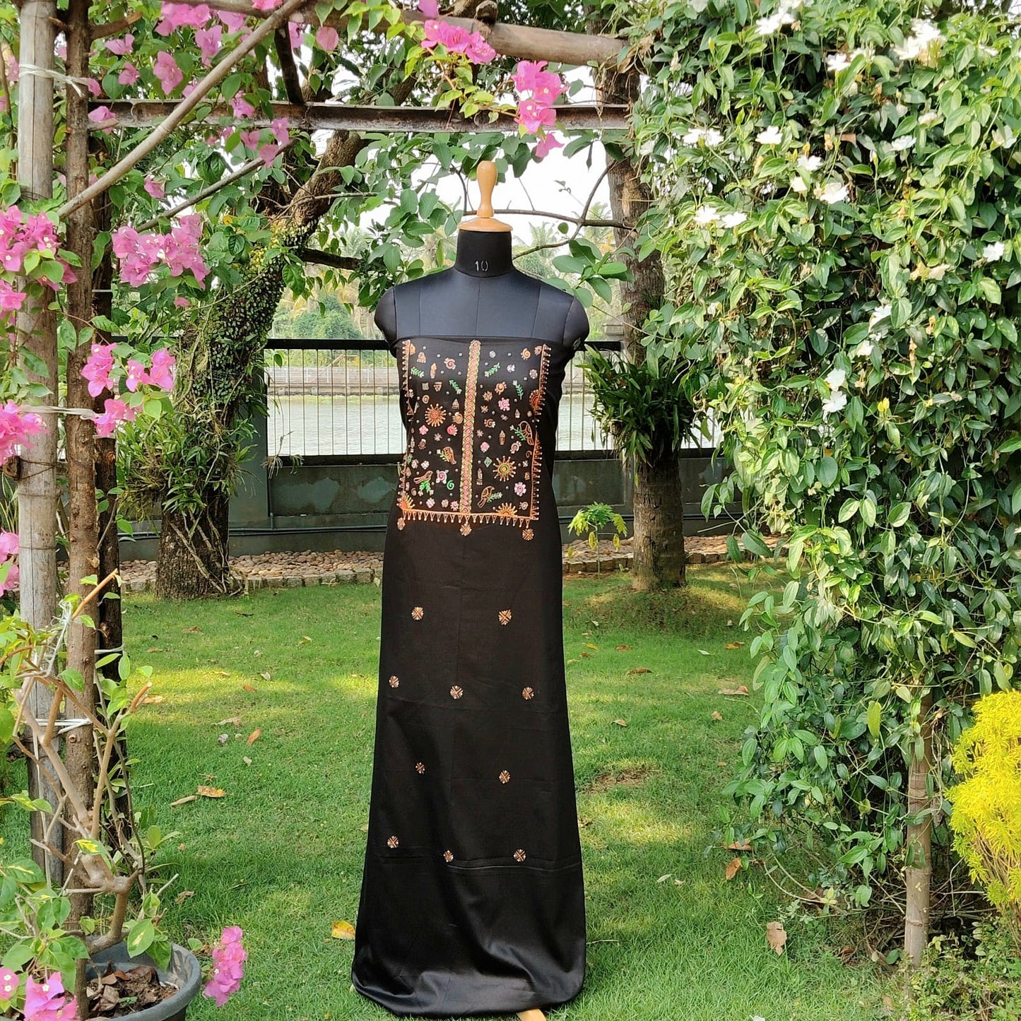 Artisanal Hand-Painted Black Cotton Kurti