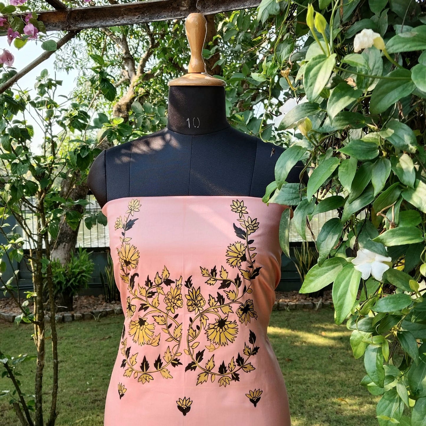 Peach Blush Cotton Kurti With Hand-Painted Detailing