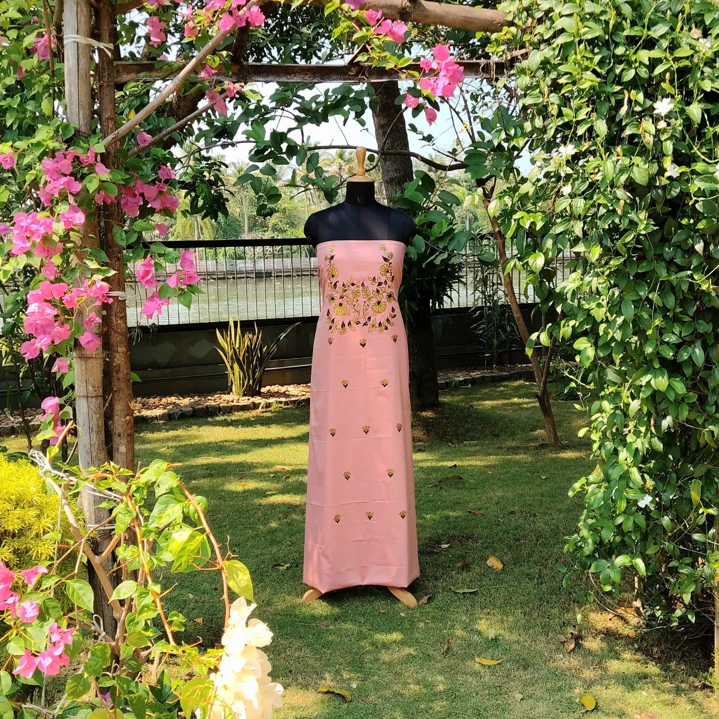 Peach Blush Cotton Kurti With Hand-Painted Detailing
