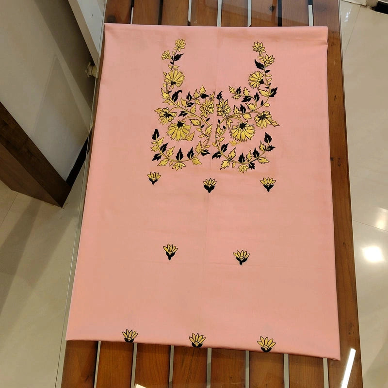 Peach Blush Cotton Kurti With Hand-Painted Detailing