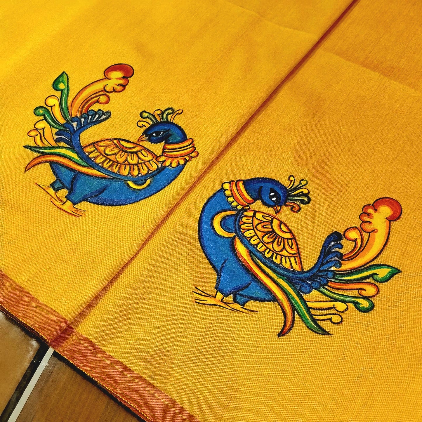 Kalamkari Style Hand-Painted Blouse Piece