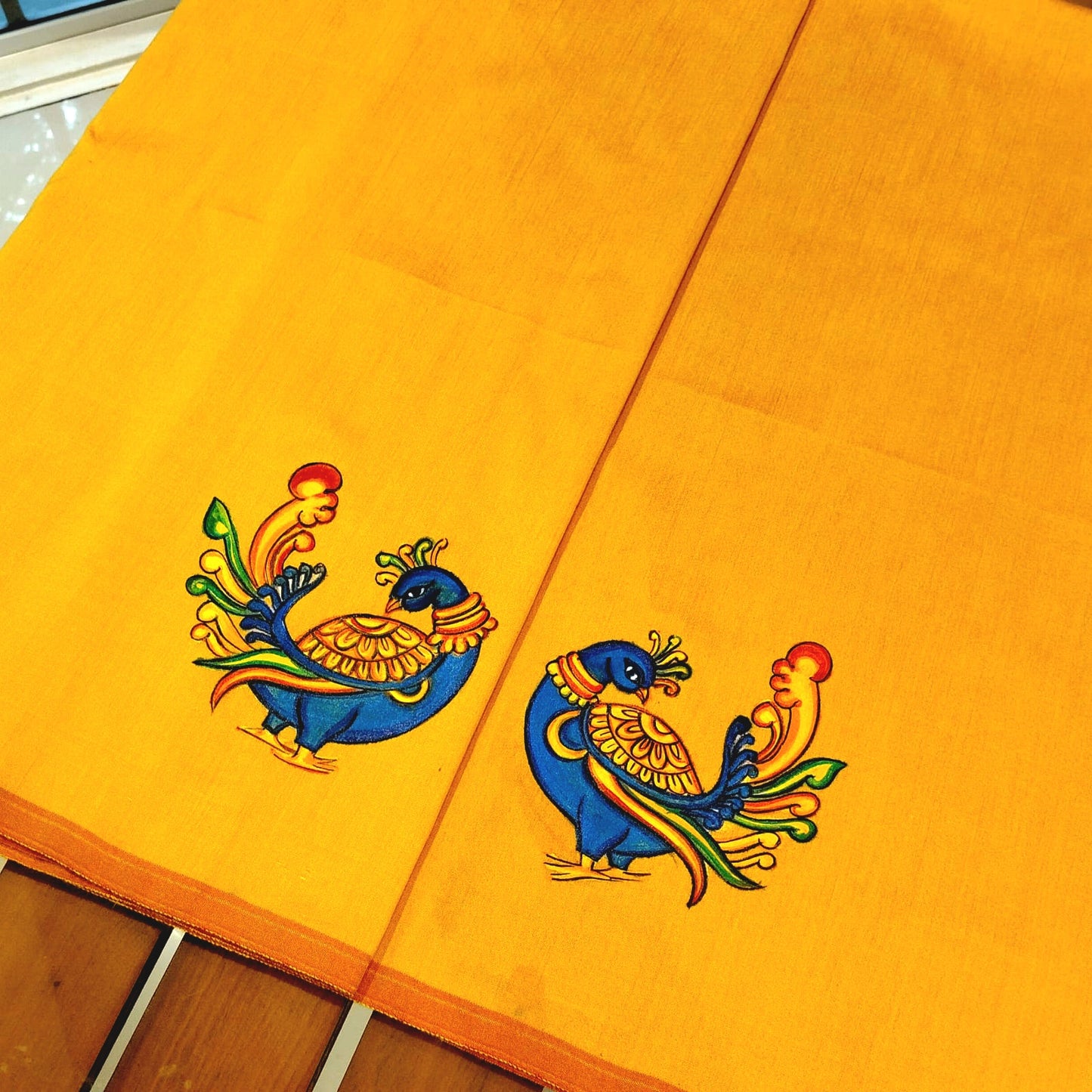 Kalamkari Style Hand-Painted Blouse Piece