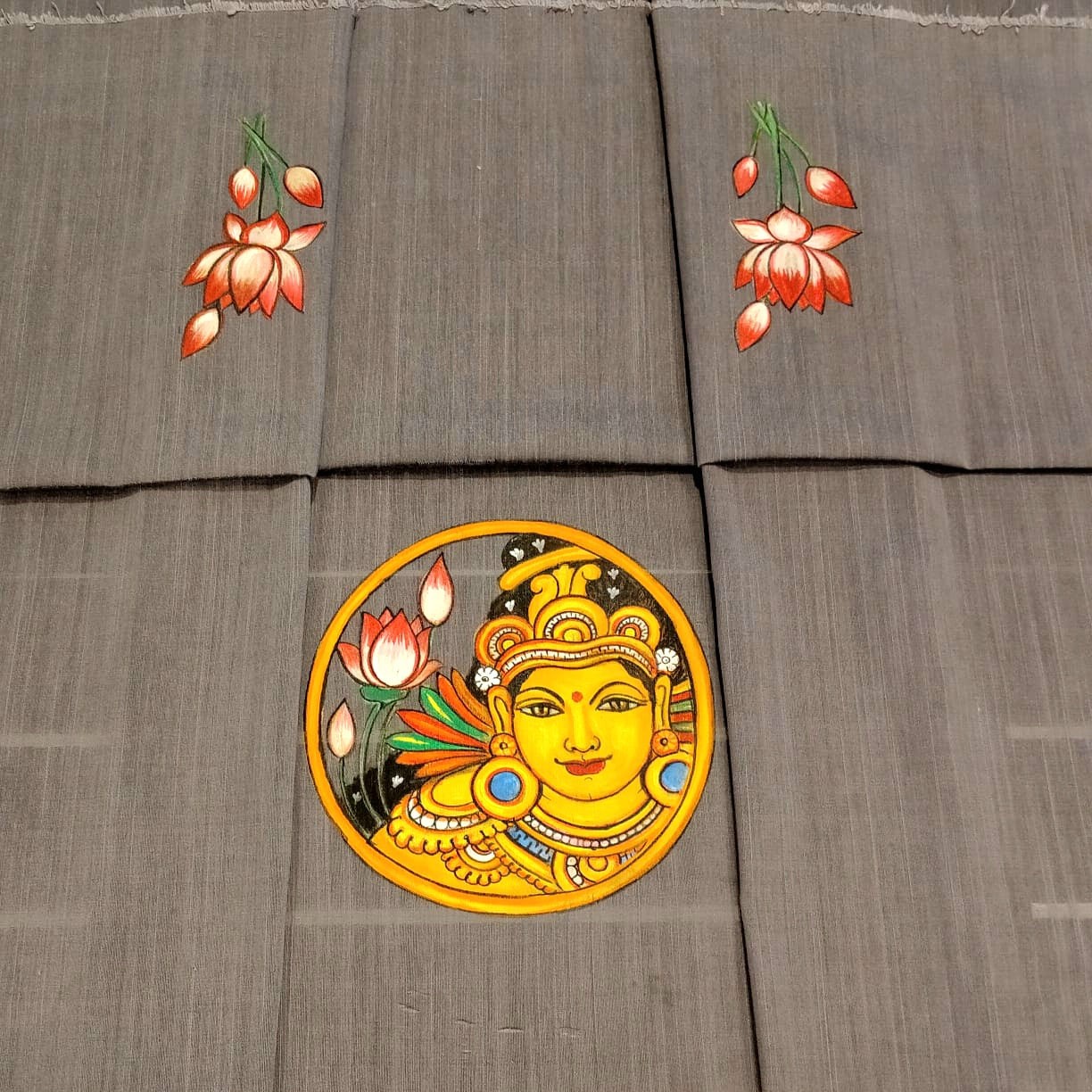 Hand-Painted Kerala Mural Style Blouse Piece