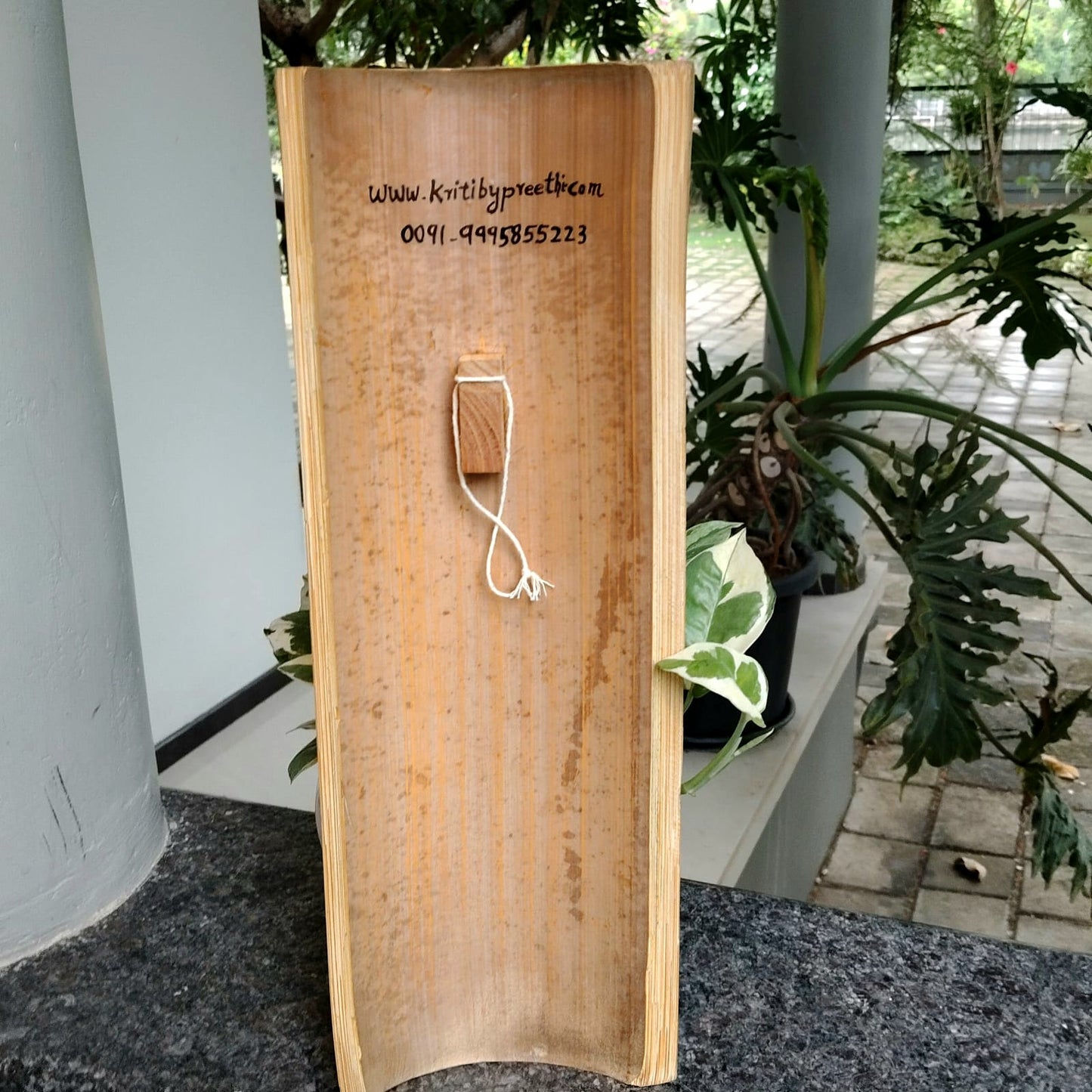 Decorative Bamboo Panel With Hand-Rendered Pichwai Artwork