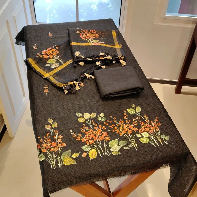 Graceful Black Kota Doria Suit Set