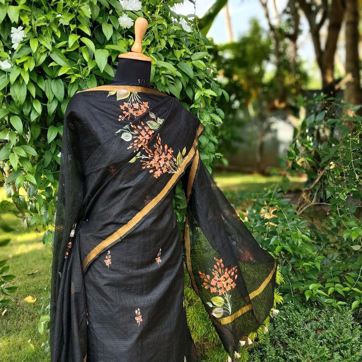 Graceful Black Kota Doria Suit Set
