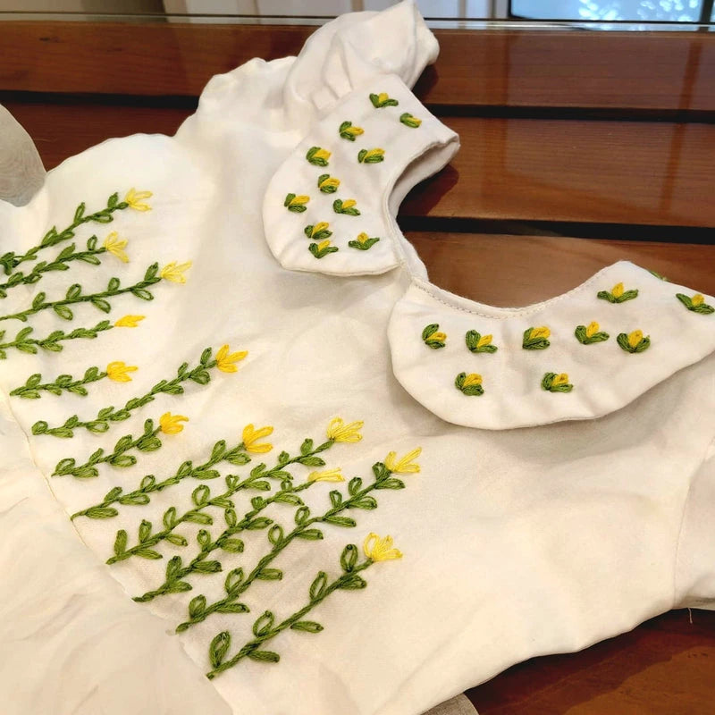 Charming Baby Girl Frock With Elegant Hand Embroidery On 0rganza