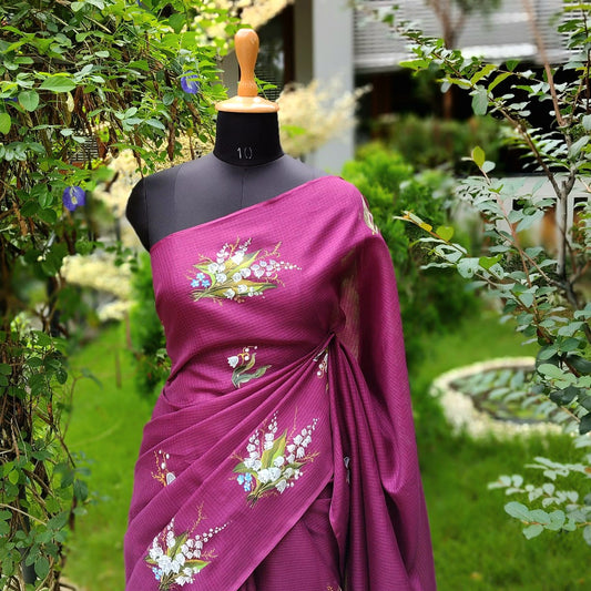 Sheer Elegance In This Hand-Painted Masterpiece On Kota silk