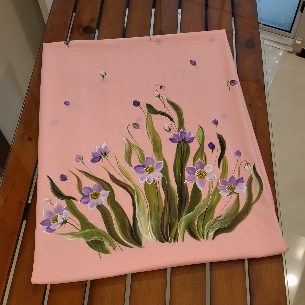 Pure Cotton Kurti Fabric With Hand-Painted Charm