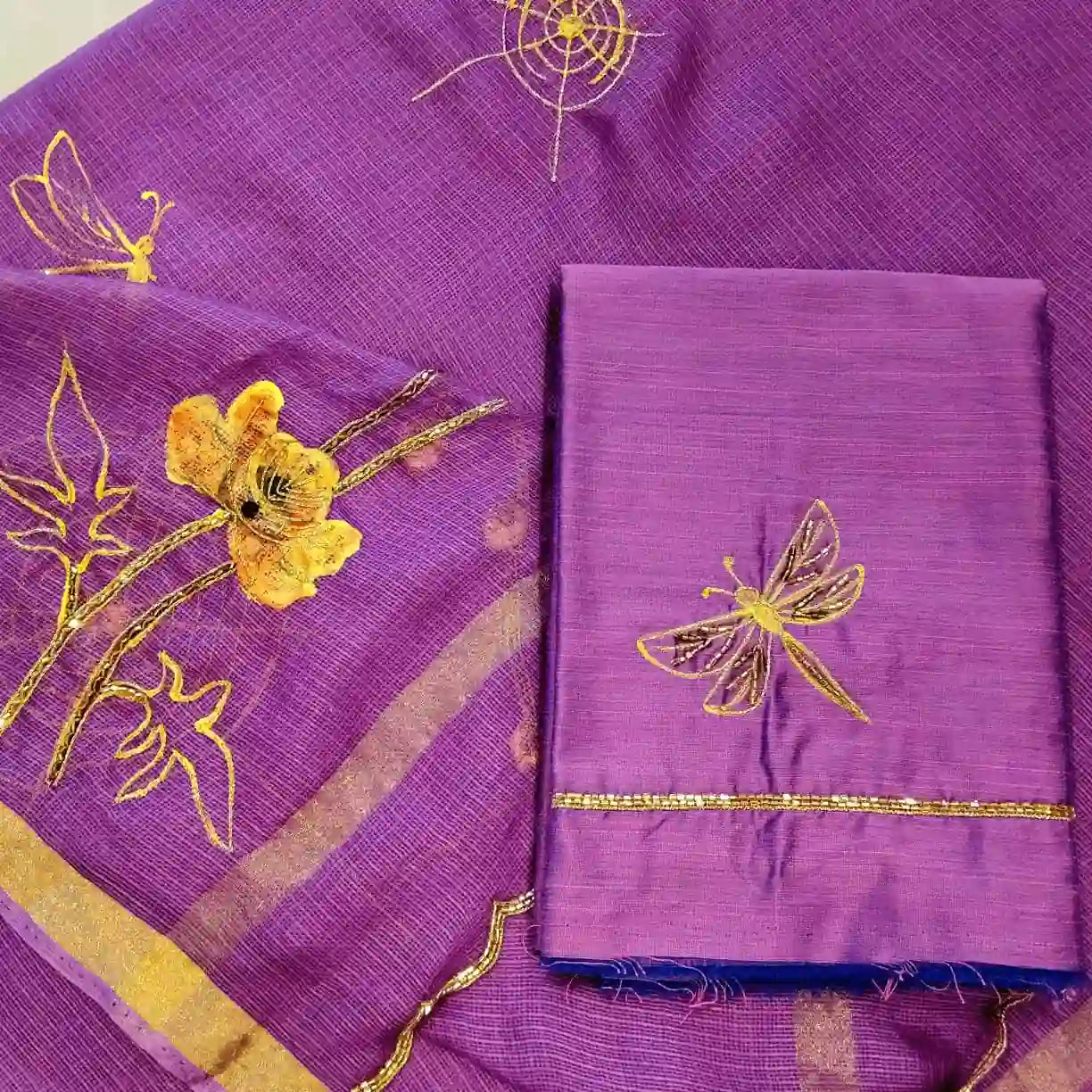 Pure Silk Kota Saree Adorned With Hand-Painted Finesse