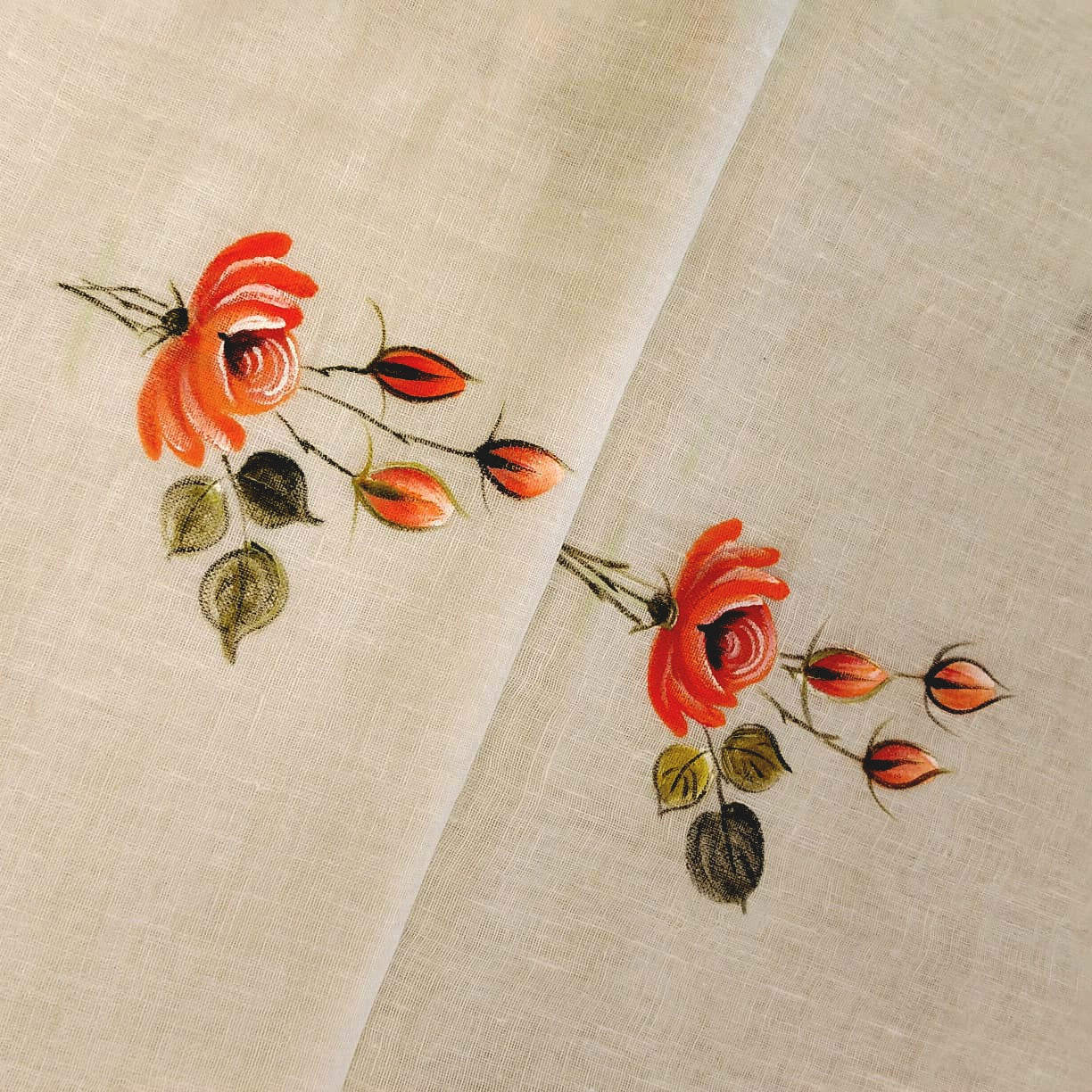 Gracefully Hand-Painted Linen Kurti Set With Artistic Charm