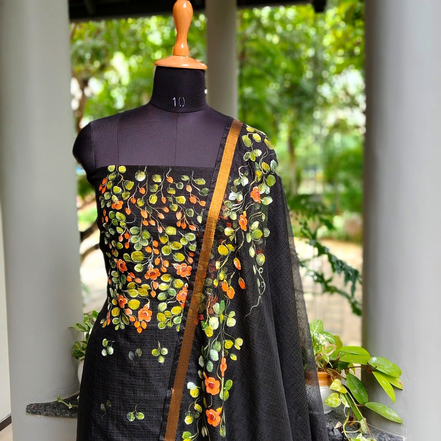 Grace In Black – Hand-Painted Kota Doria Set