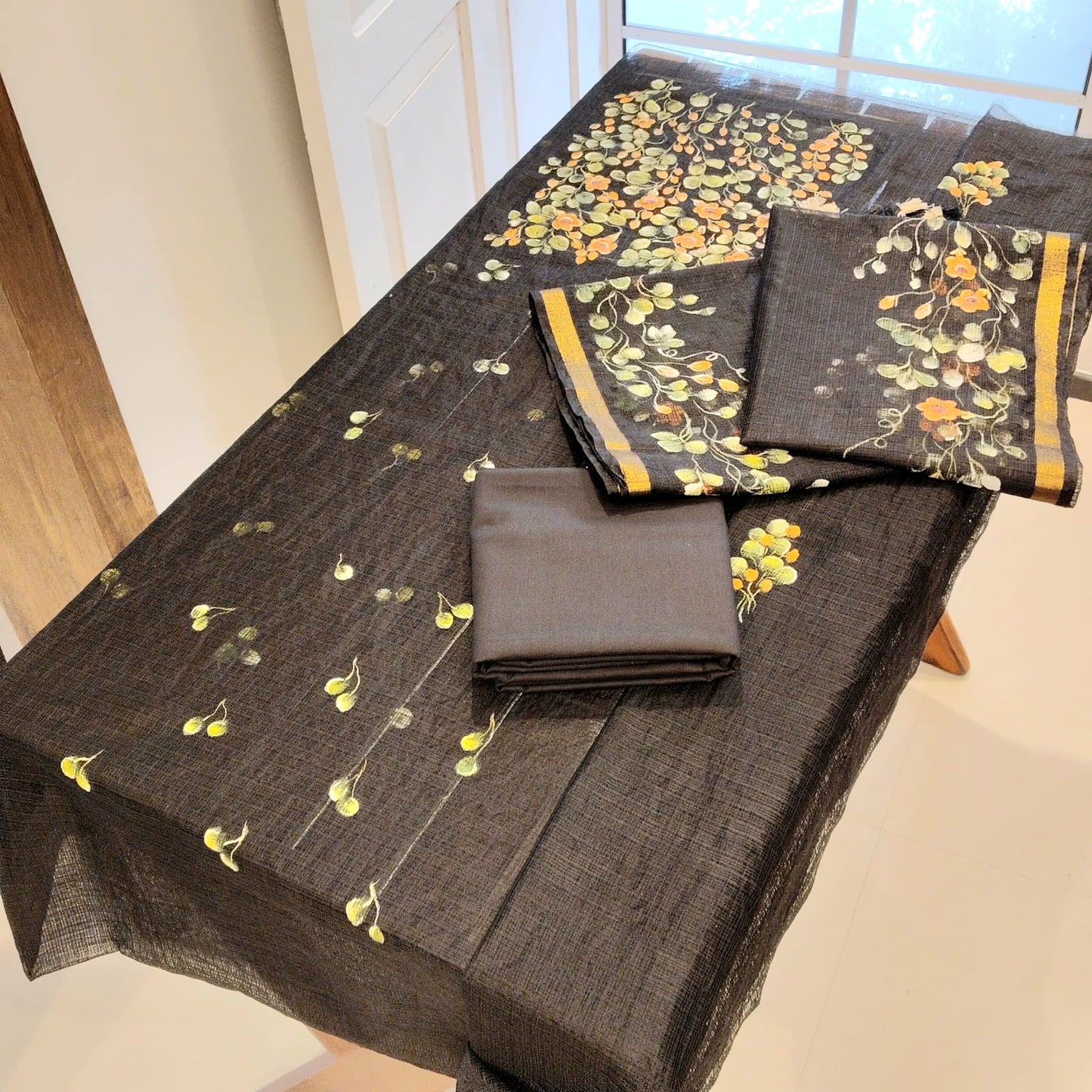 Grace In Black – Hand-Painted Kota Doria Set