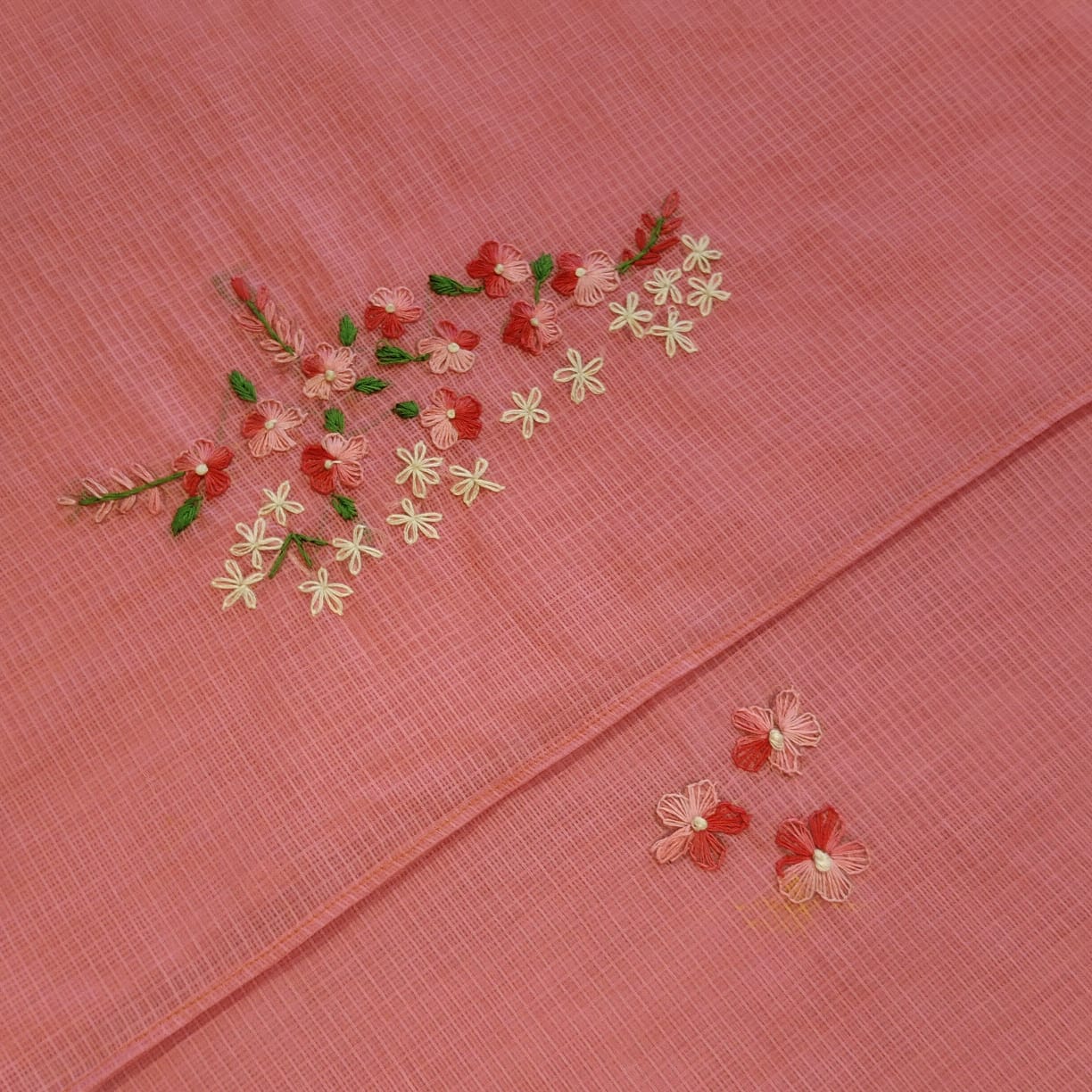 Gracefully Hand-Embroidered Pure Kota Fabric Saree