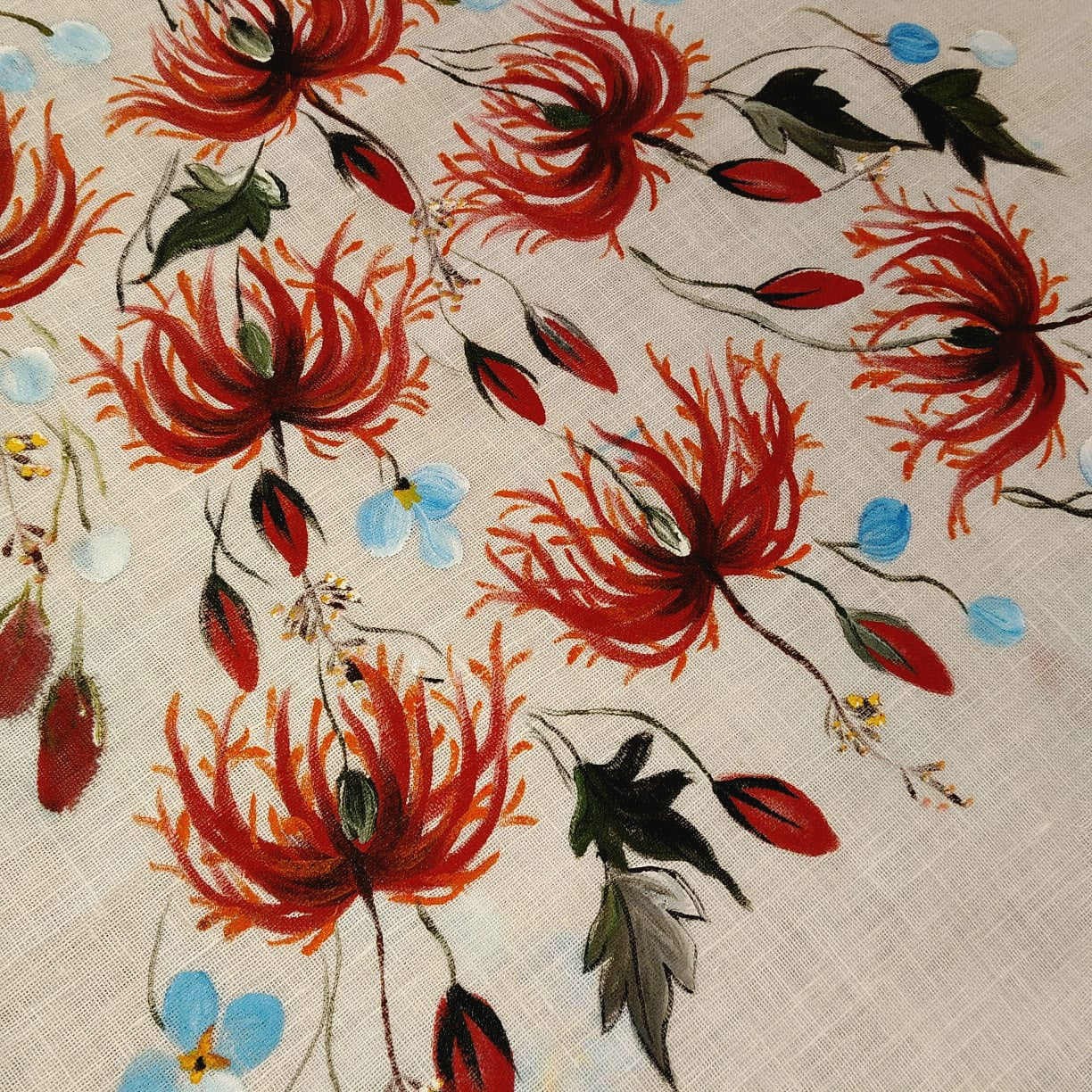 Ethereal Elegance In White, Adorned With Hand-Painted Wildflowers