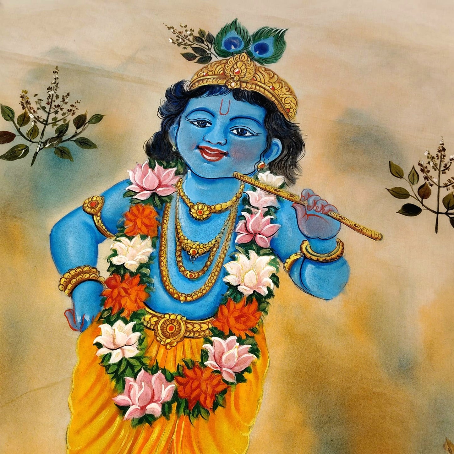 Kerala Saree With Elegant Hand-Painted Little Krishna Motif