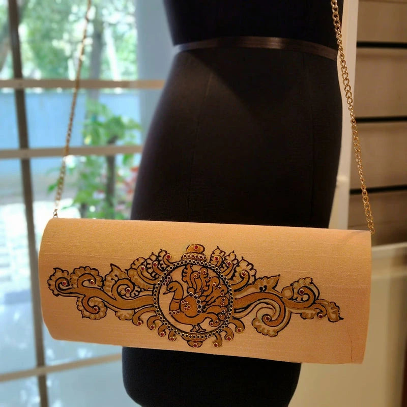 Tanjore Artistry On Hand-Painted Clutch
