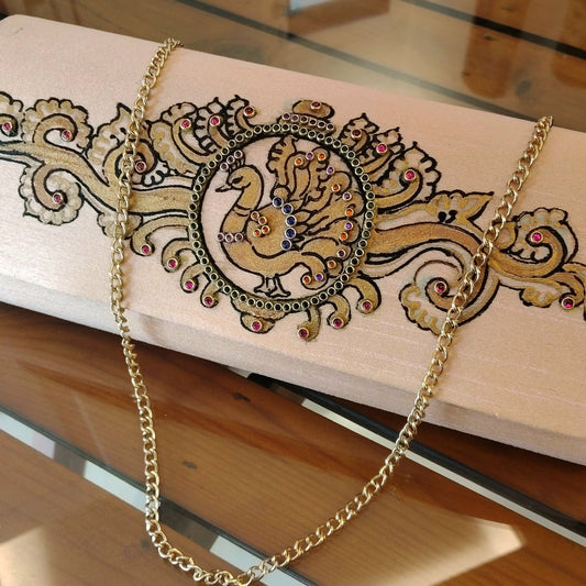 Tanjore Artistry On Hand-Painted Clutch