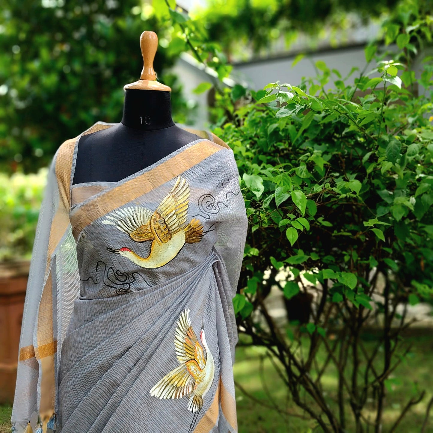 Graceful In Grey, Hand-Painted Kota Doria Saree