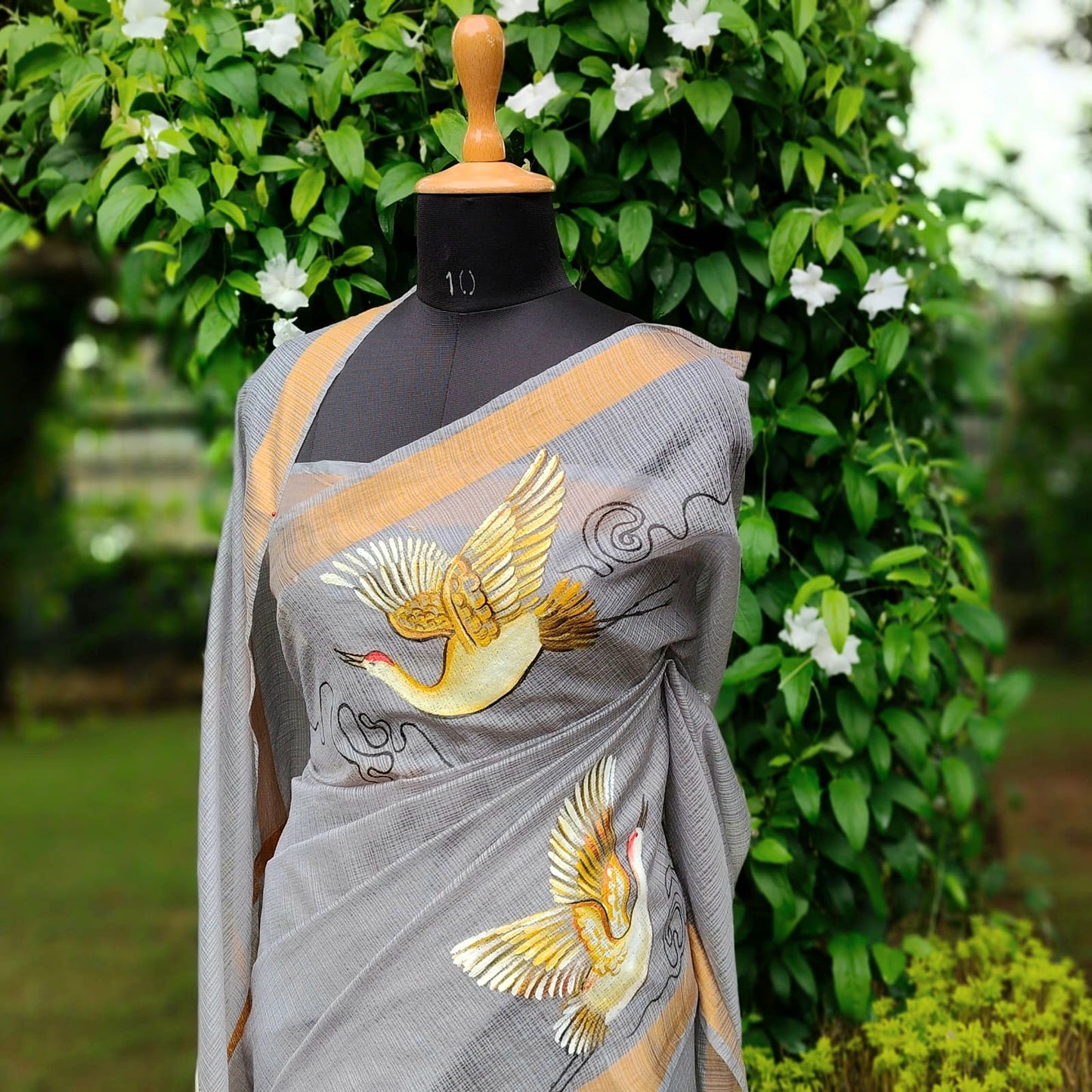 Graceful In Grey, Hand-Painted Kota Doria Saree