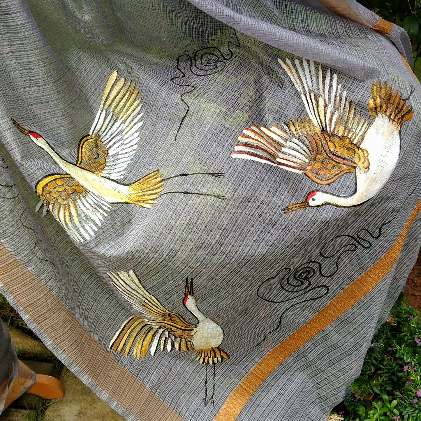 Graceful In Grey, Hand-Painted Kota Doria Saree