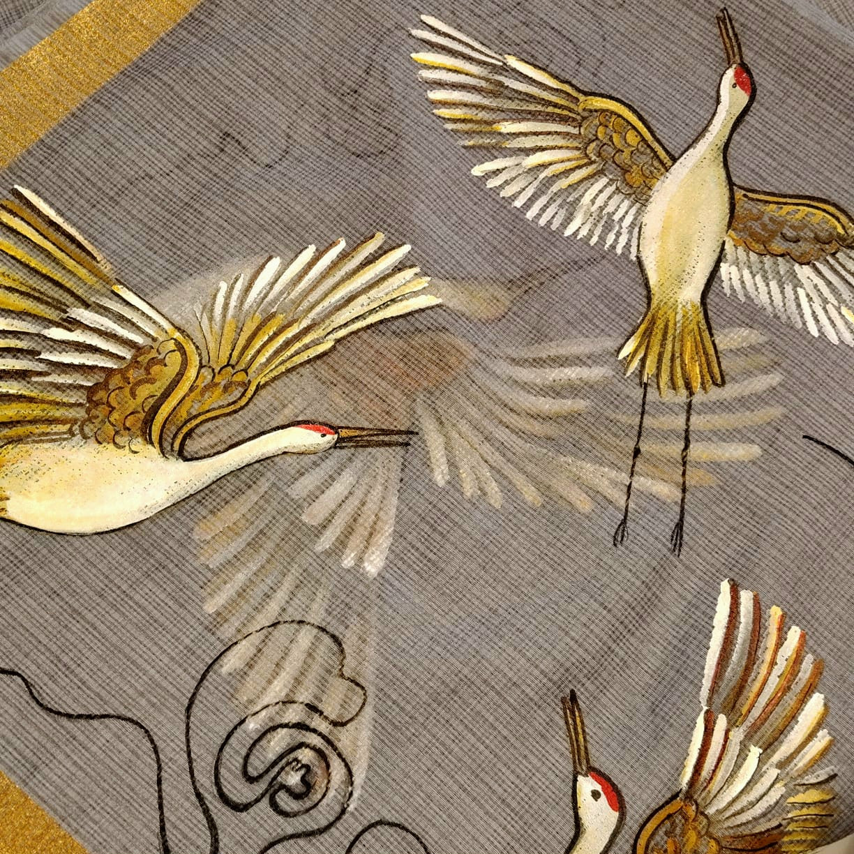 Graceful In Grey, Hand-Painted Kota Doria Saree