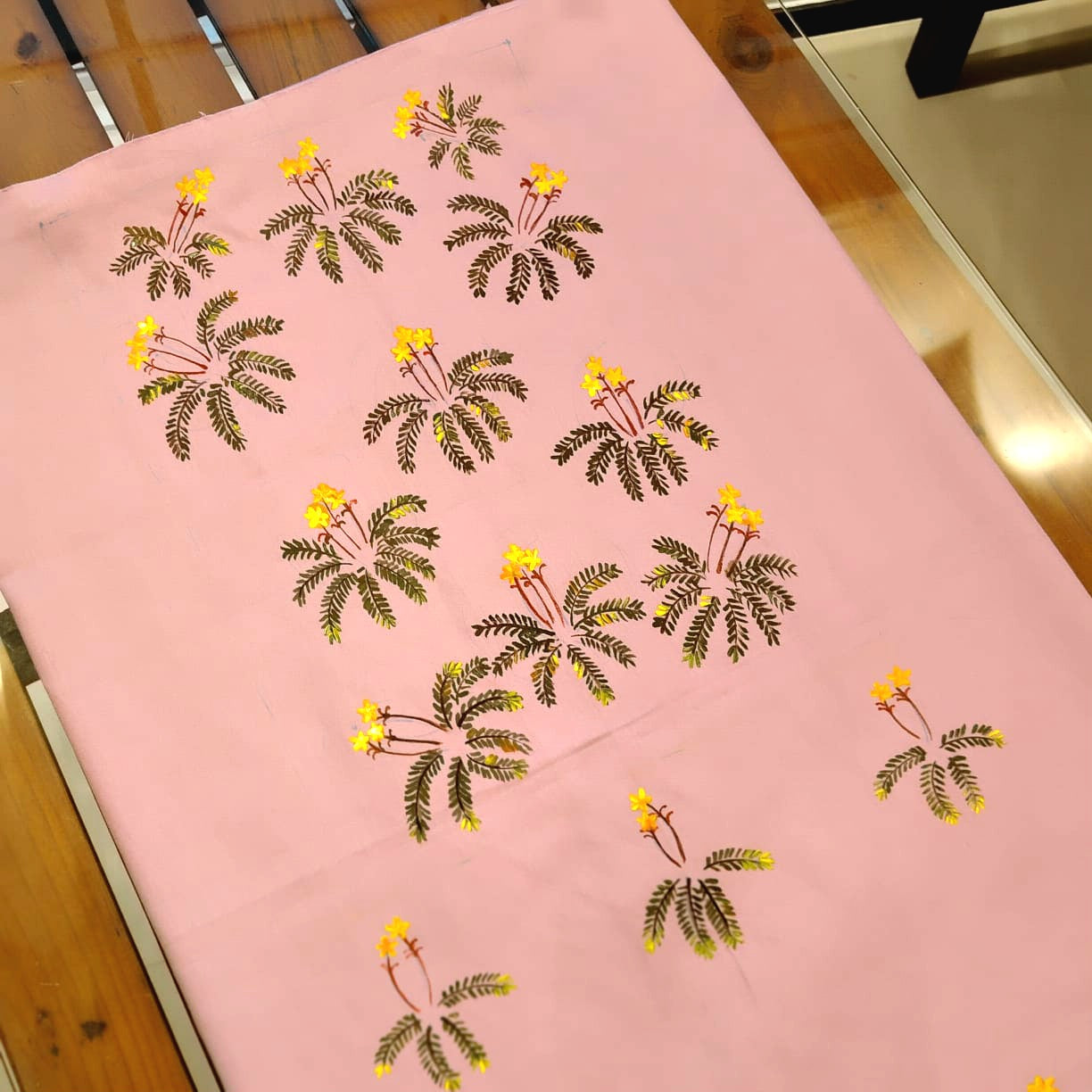Pure Cotton Kurti Fabric Brought To Life With Wildflower Hand-Painting