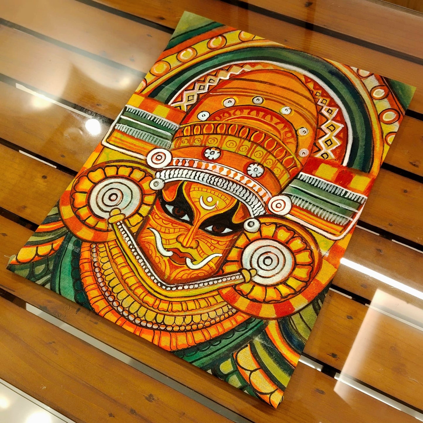 Hand-Painted Fabric Patch with Theyyam Motif