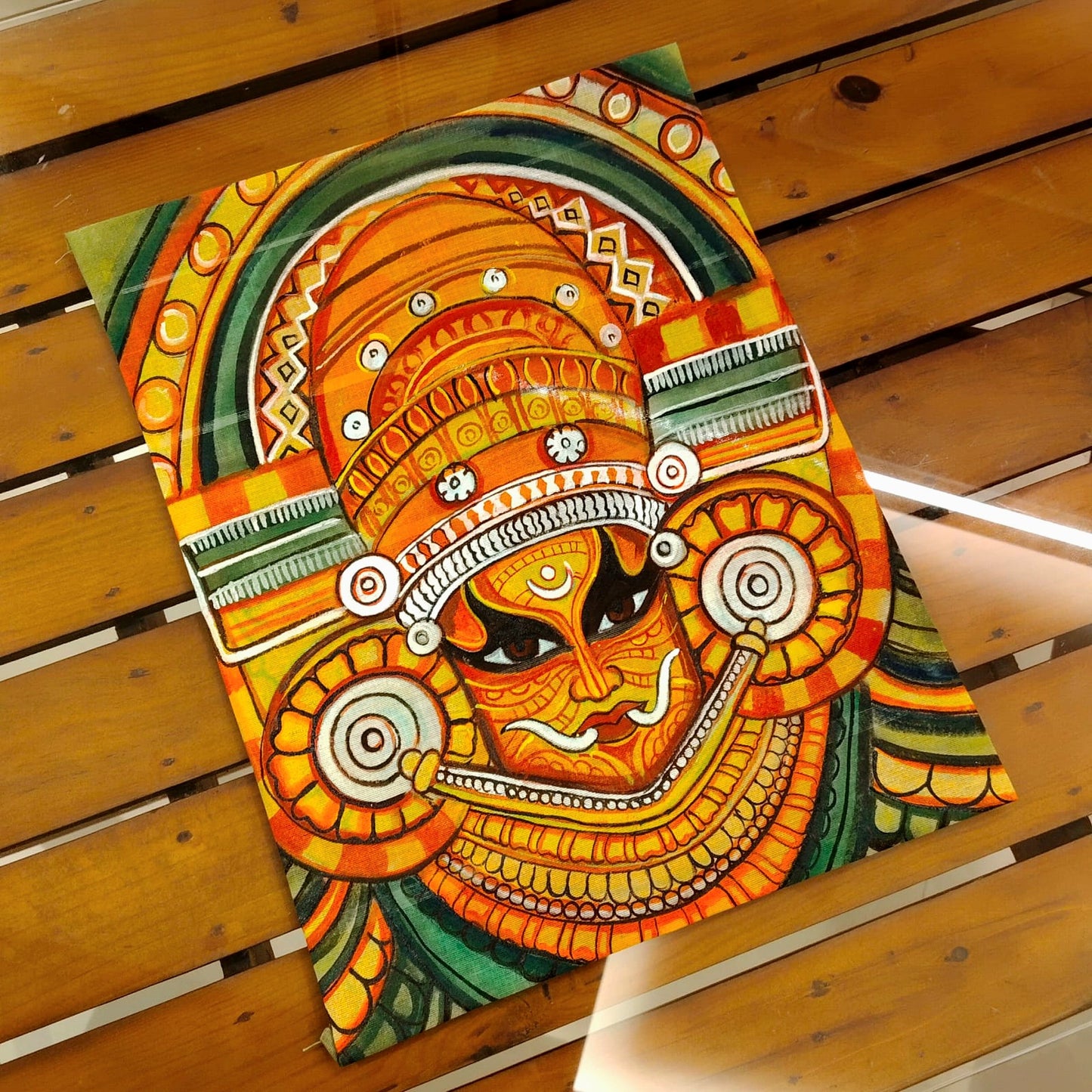 Hand-Painted Fabric Patch with Theyyam Motif