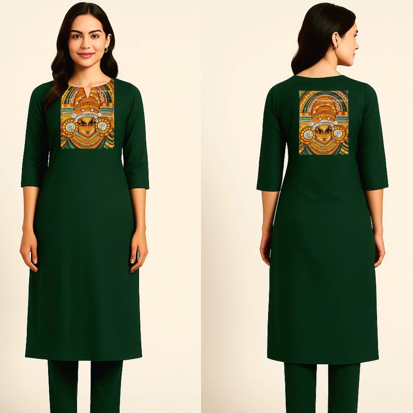 Hand-Painted Fabric Patch with Theyyam Motif