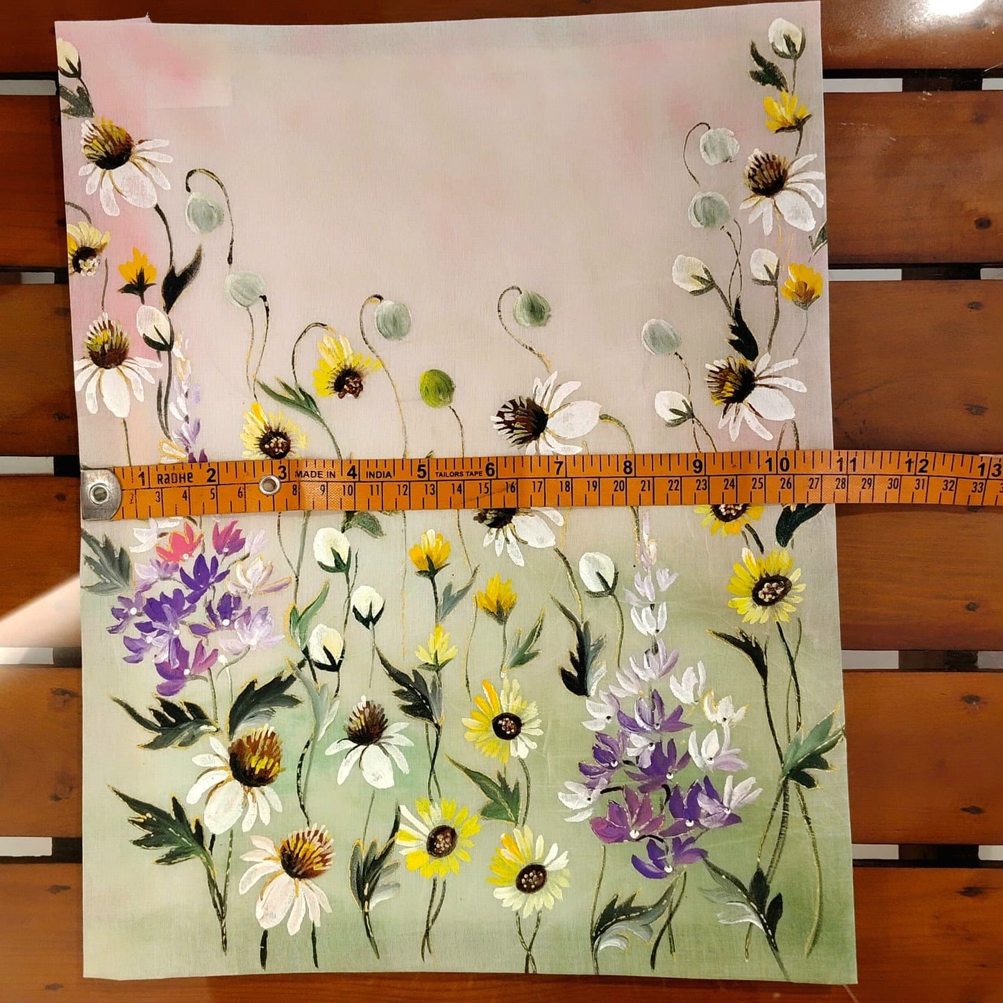Wild Flowers Hand-Painted on Fabric Patch