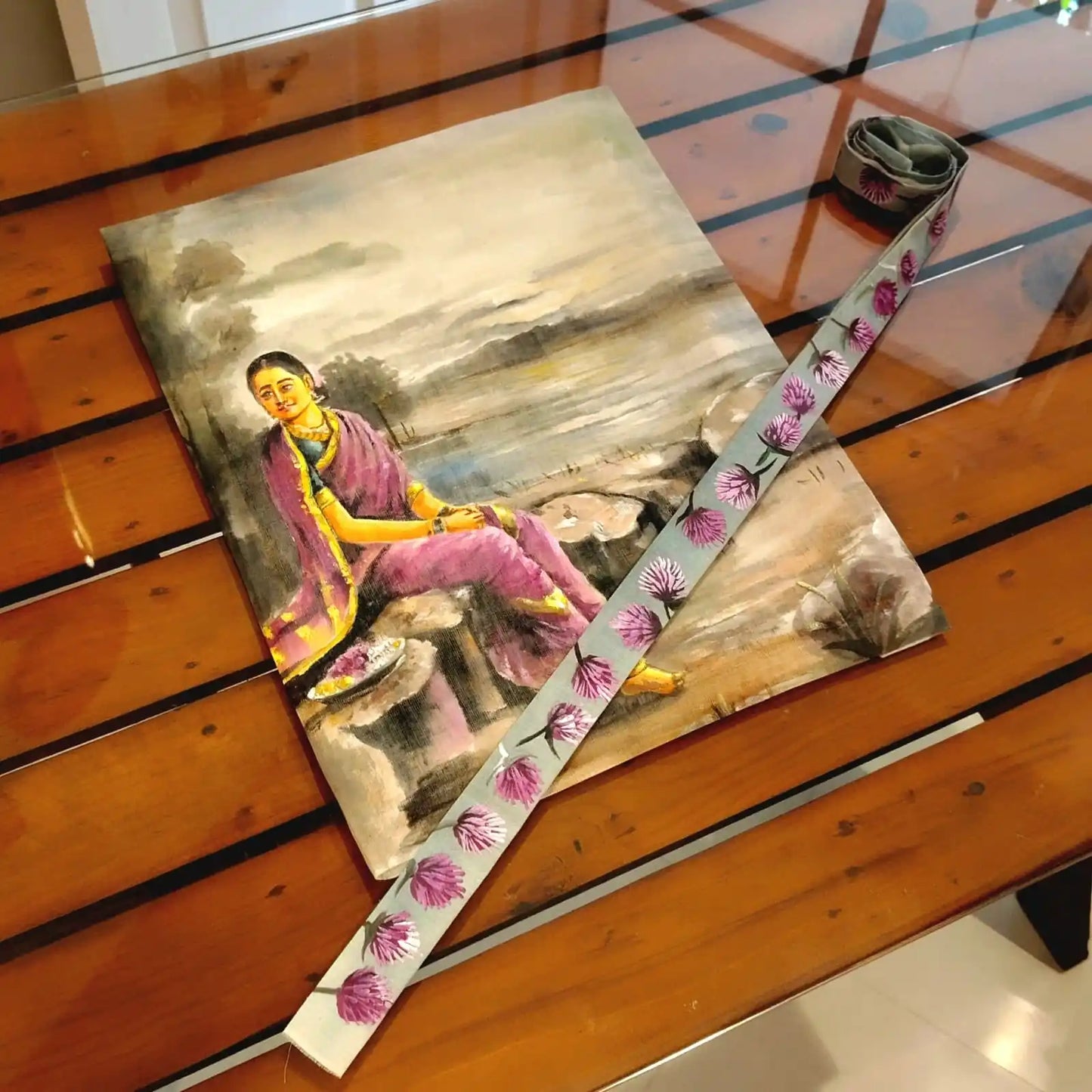 Classic Ravi Varma Painting on Fabric Patch