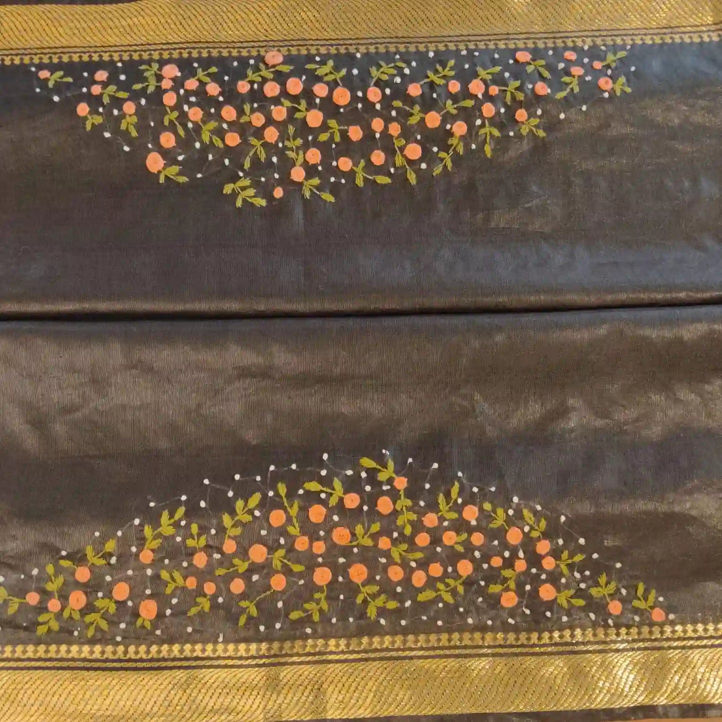 Gracefully Hand Embroidered in Semi Linen Silk