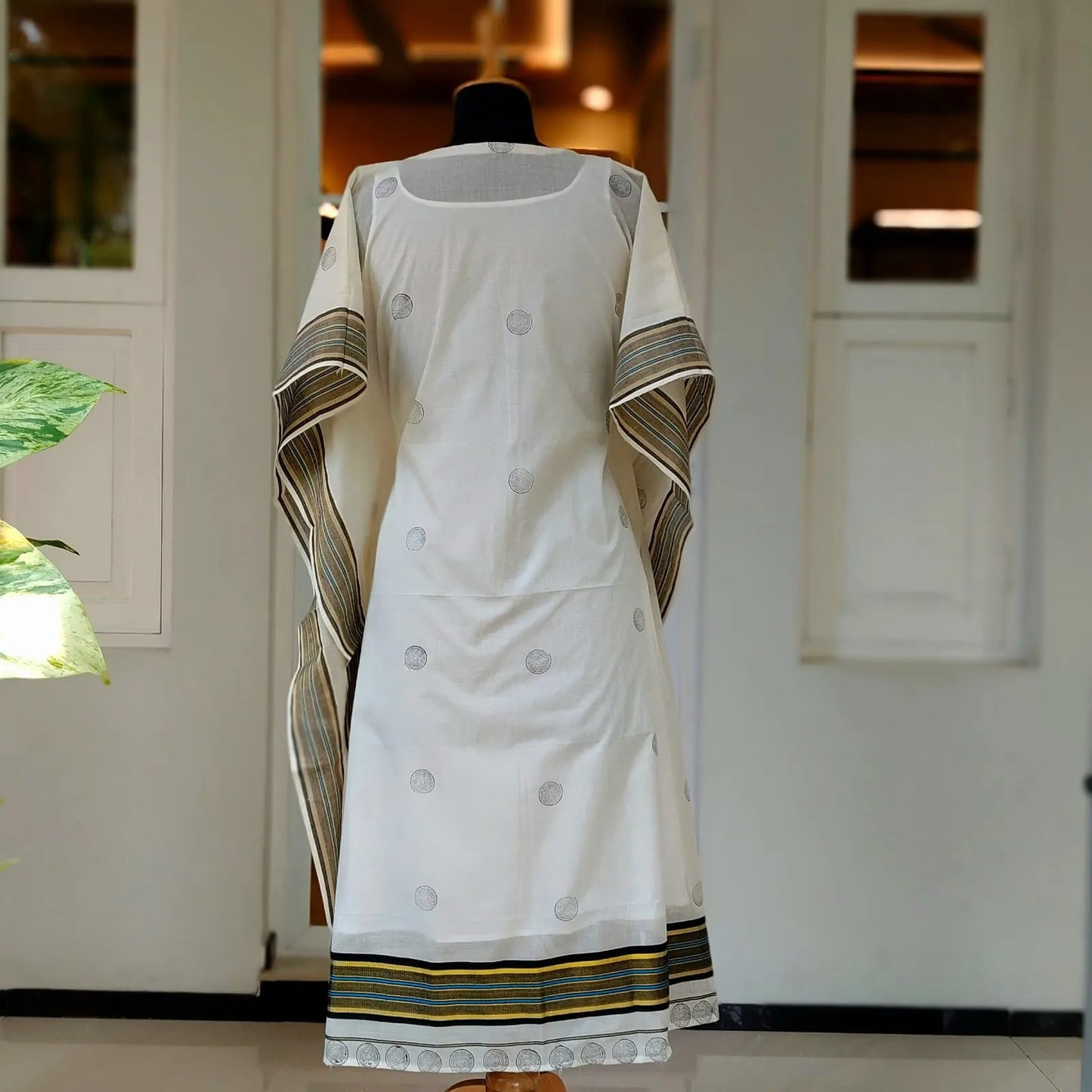 Hand-Painted Semi Stitched Kaftan
