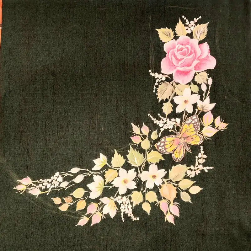 Elegantly Hand-Crafted Blouse Fabric With graceful floral motifs •