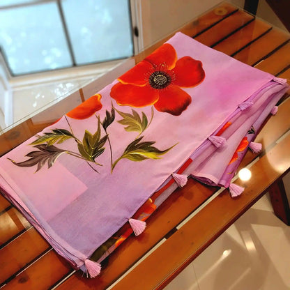 Hand Dyed Chanderi Silk Saree With Hand-Painted Elegance