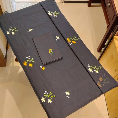 Hand-Embroidered Kota Cotton Saree
