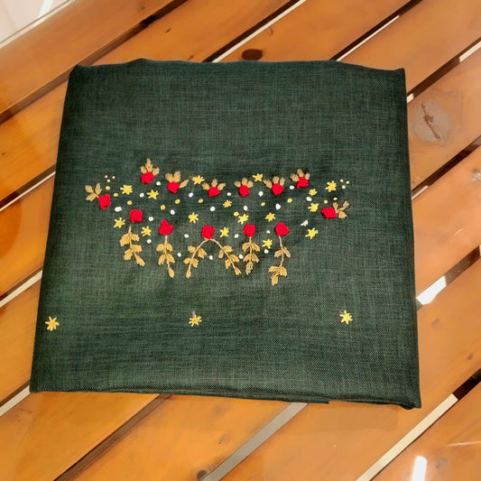 Graceful Linen-cotton Fabric With Fine Hand-Embroidered Motifs