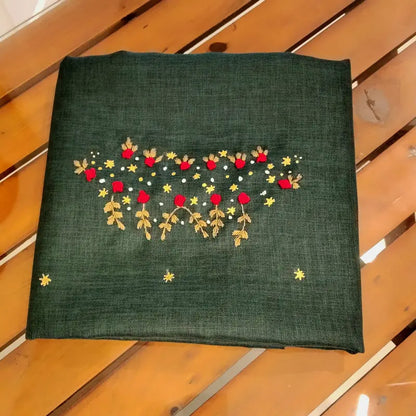 Graceful Linen-cotton Fabric With Fine Hand-Embroidered Motifs